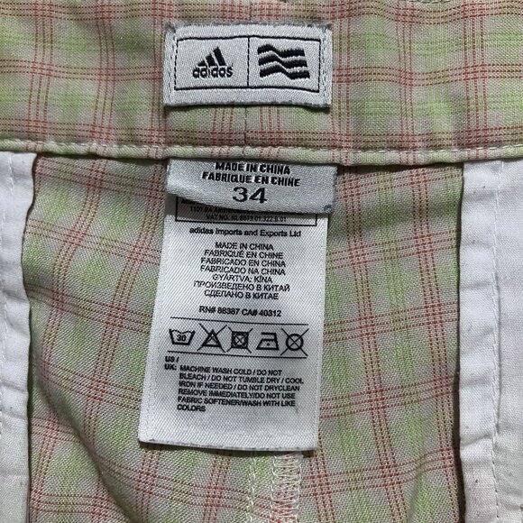 Adidas Mens Plaid Golf Shorts Size 34W Green & Red Checkered Lightweight - Picture 3 of 6